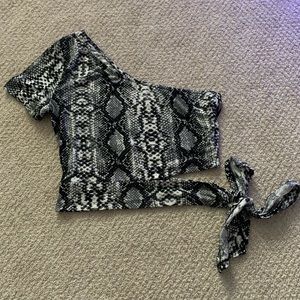 Snake skin crop top with tie